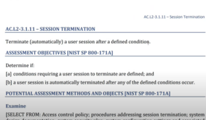 CMMC session and network termination requirements 3.1.11 3.13.9